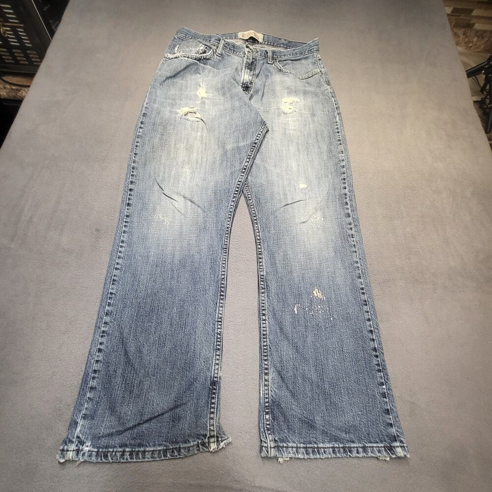 Wrangler Jeans Mens 33x29‎ Blue Denim Relaxed Boot Cut Distressed